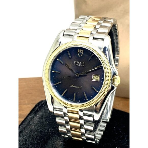 Tudor Other - Tudor Mens Watch 15633 Monarch Vintage Swiss Brown Dial Two Tone Gold Steel 36mm